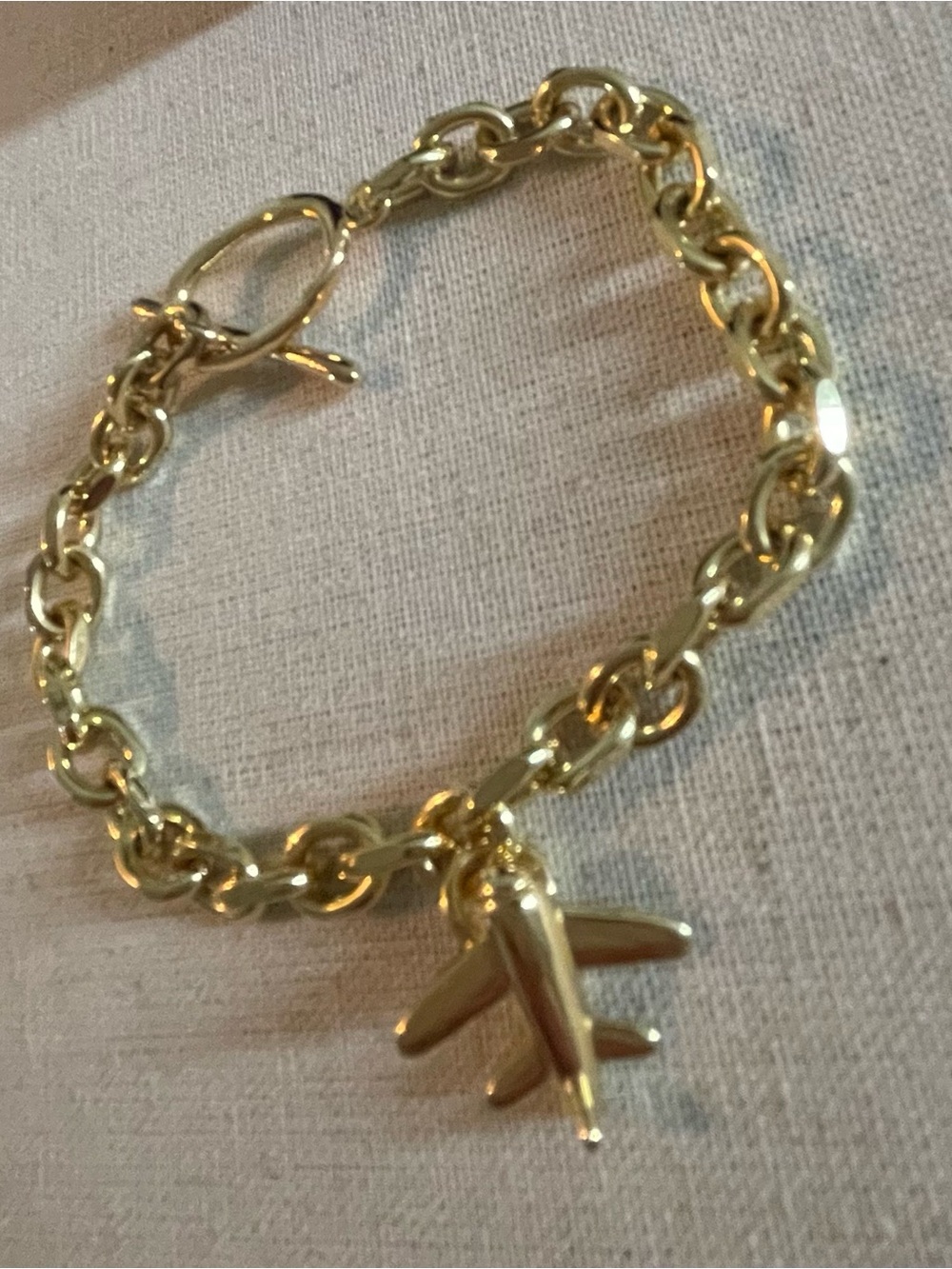 Gold-Tone Airplane Charm Chain Bracelet - Women's Accessories
